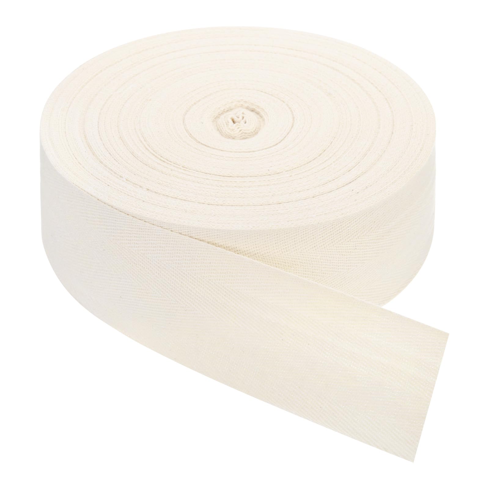 QUARKZMAN Cinta de Sarga 1 Unidad de 45 Yardas x 60mm - Cinta de Tela de Algodón Rollo de Cinta de Espiga para Ropa Accesorios Bolsos (Blanco Beige)