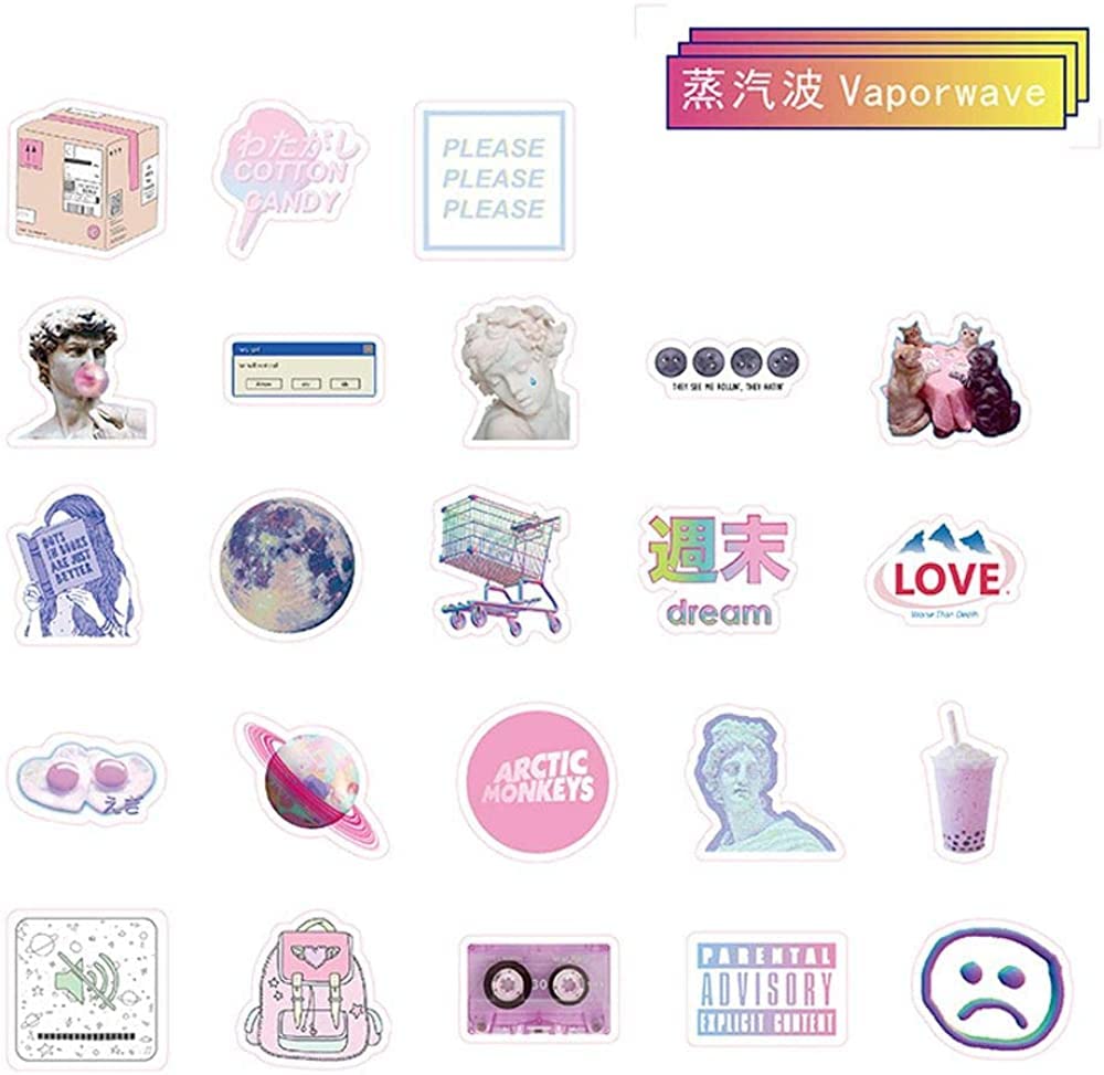 Amazon.co.jp: 46個かわいいVaporwave日記手作り粘着紙ステッカー