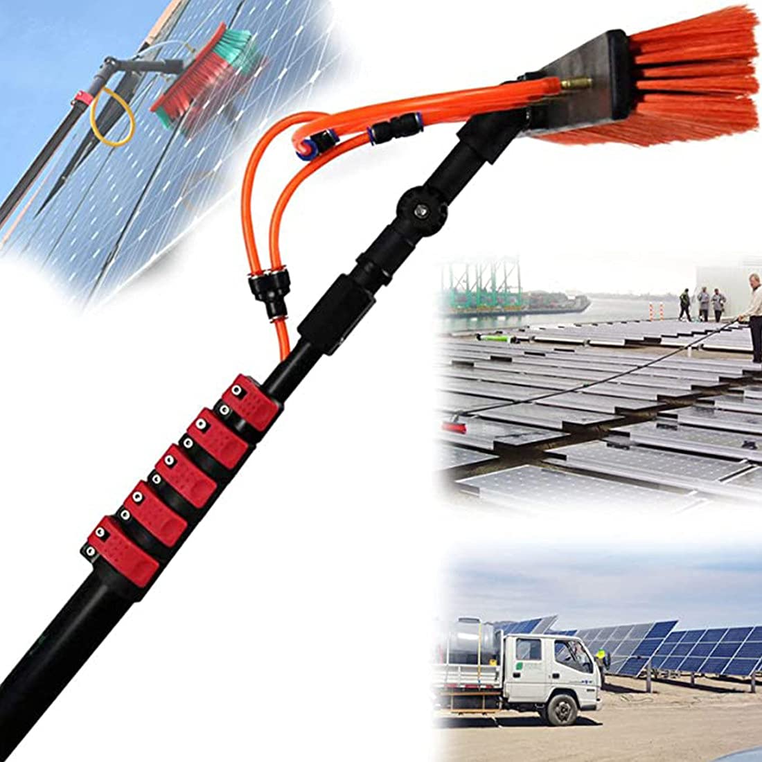 Aioneer Professional Window Cleaning Brush,Extendable Window Cleaning Pole With Spray,Extendable Conservatory Roof Cleaning Solar Panels And Photovoltaic,Outdoor Glass,Trucks Win-6m/20FT