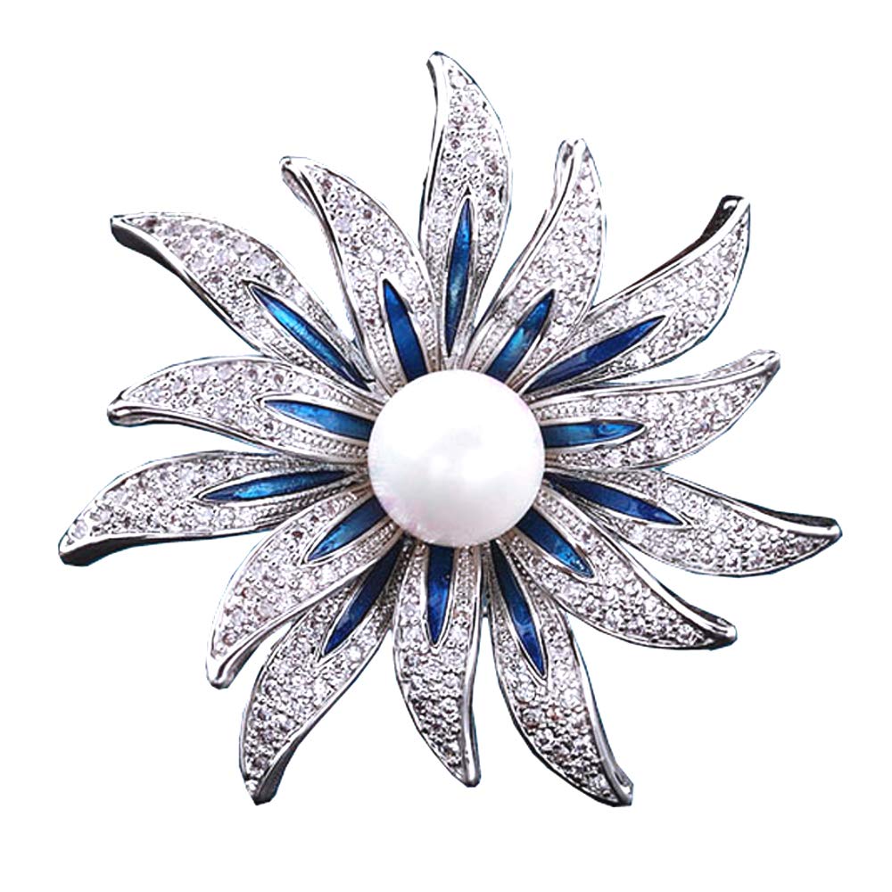 Brooch Pins for Women Girls Fashion Flower Crystal Rhinestone Pearl Jewelry
