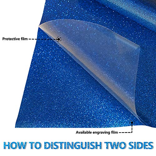 Renlitong Royal Blue Glitter Htv Heat Transfer Vinyl Rolls 12 Inch X 5 Feet Roll Iron On Diy For T-Shirt And Silhouette Easy To Cut & Weed #TOP1
