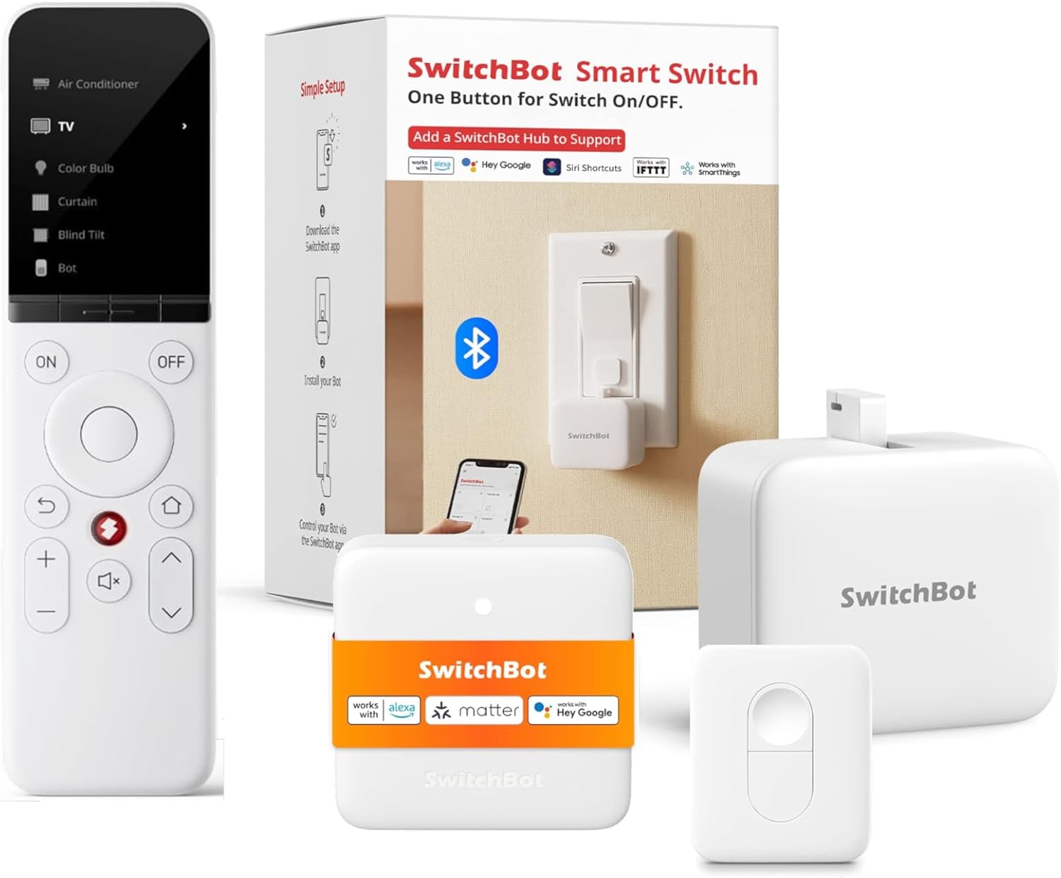 SwitchBot Universal Remote Control with Hub Mini Matter Enabled with Bot and Remote, Control 25 IR/Bluetooth Devices and 10 Scenes, Compatible with TV/AC/SwitchBot BLE Devices