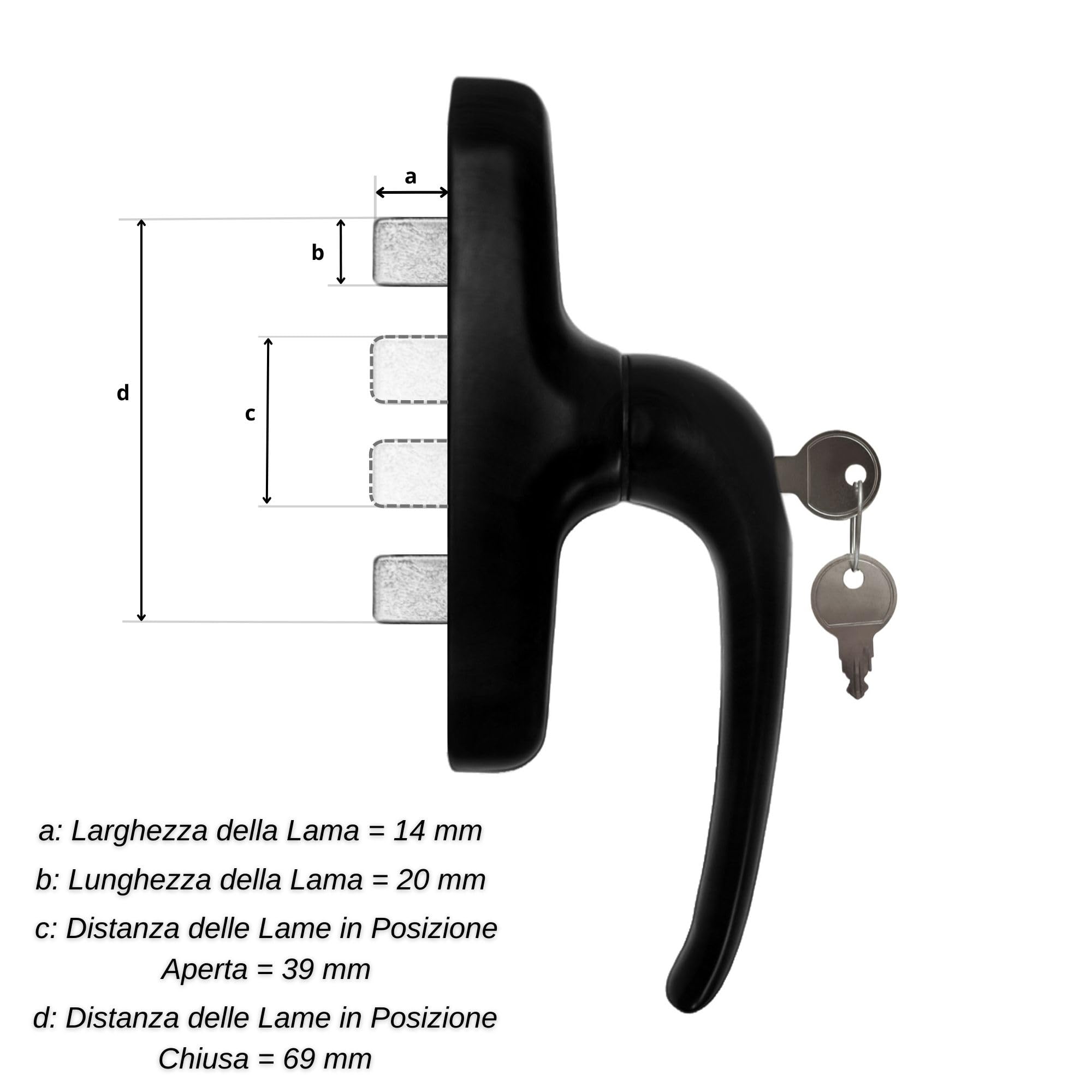 Maniglie Per Porte Esterne Con Serratura – Alluminio Nero, Misura 225x29x48 Mm, Reversibili, Prodotte In Spagna