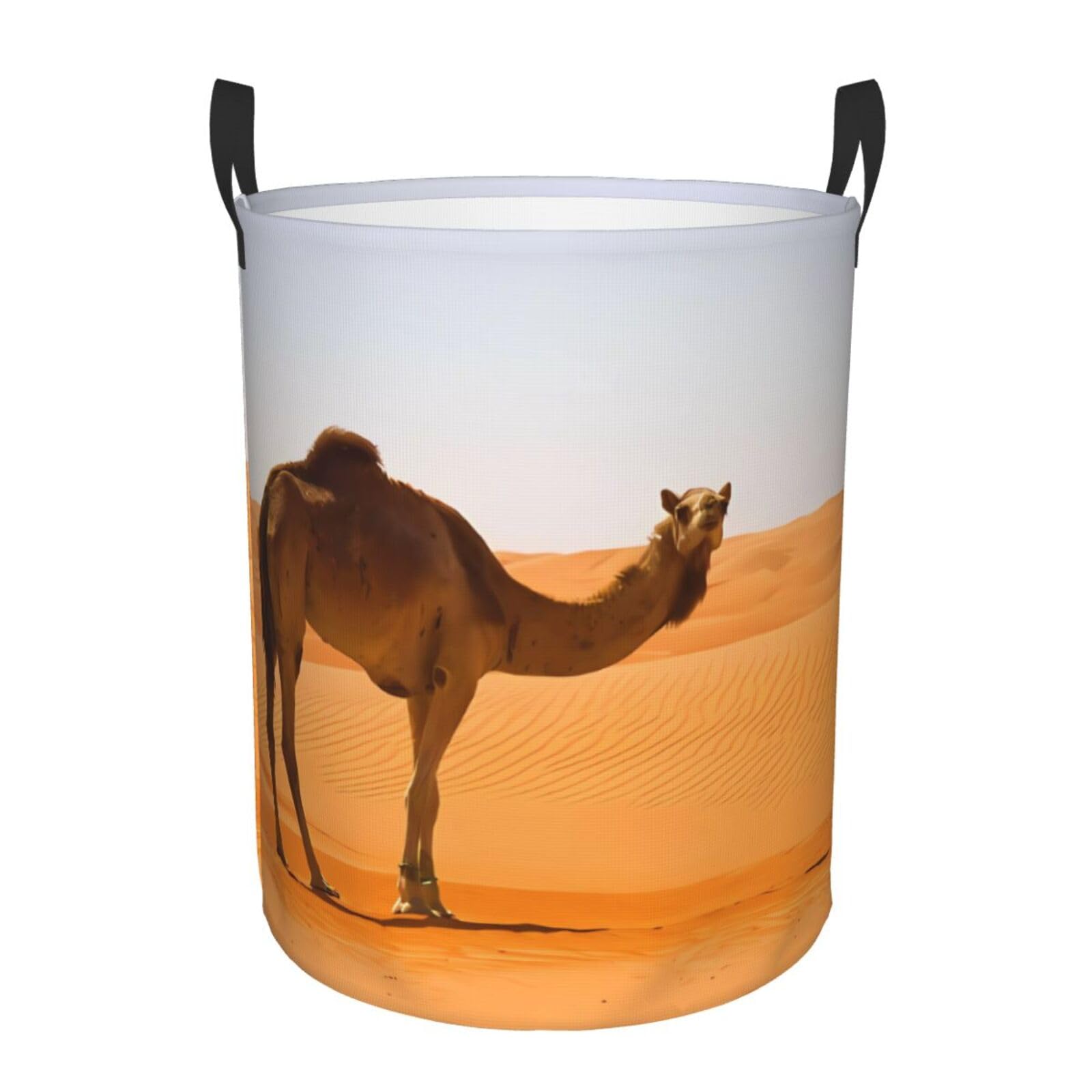 S Circular Hamper Desert Sand Camel Print for Dirty Clothes