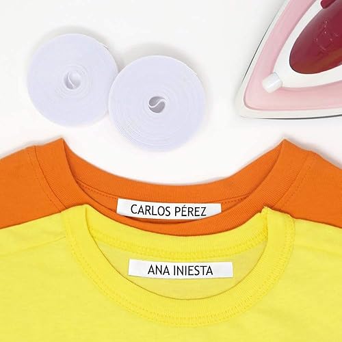 Etiquetas de nombre para planchar para la ropa etiquetas de tela personalizables, seguras para uniformes escolares de niños, ropa de bebé (paquete