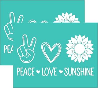 Briartw Peace Love Sunshine Silkscreen Stencils Set, 8.5x11 Inch Reusable Self-Adhesive Stencils for Printing On Wood, Fabric, Wall, Cup, Plate, Glass, and Polymer Clay (2-Pack)