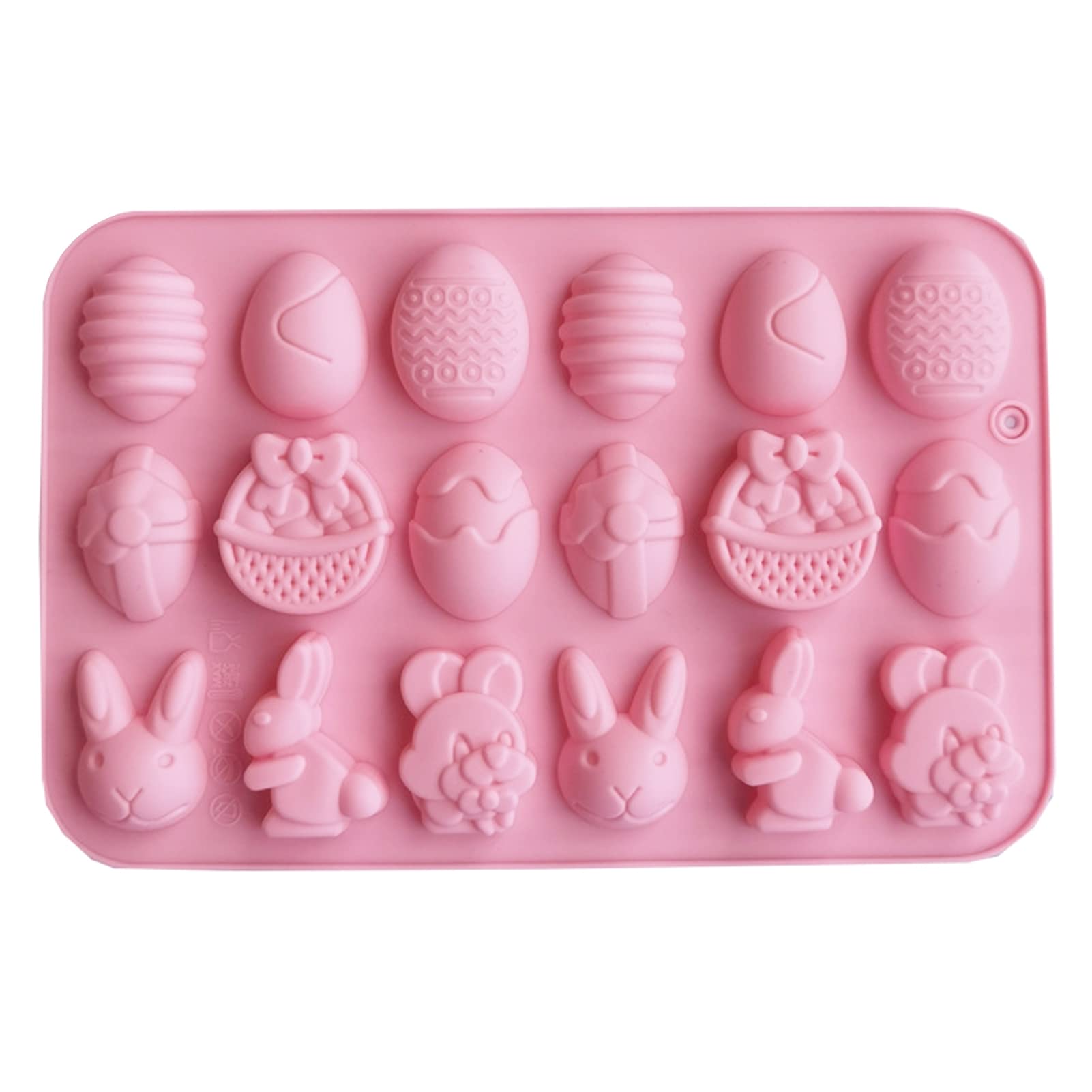 Tinysiry Pink Easter Mould, 18 Cavity Chocolate Moulds Easter Eggs Mold, Non-Stick Reusable Silicone Candy Cookie Mould Baking Mold For Easter Party
