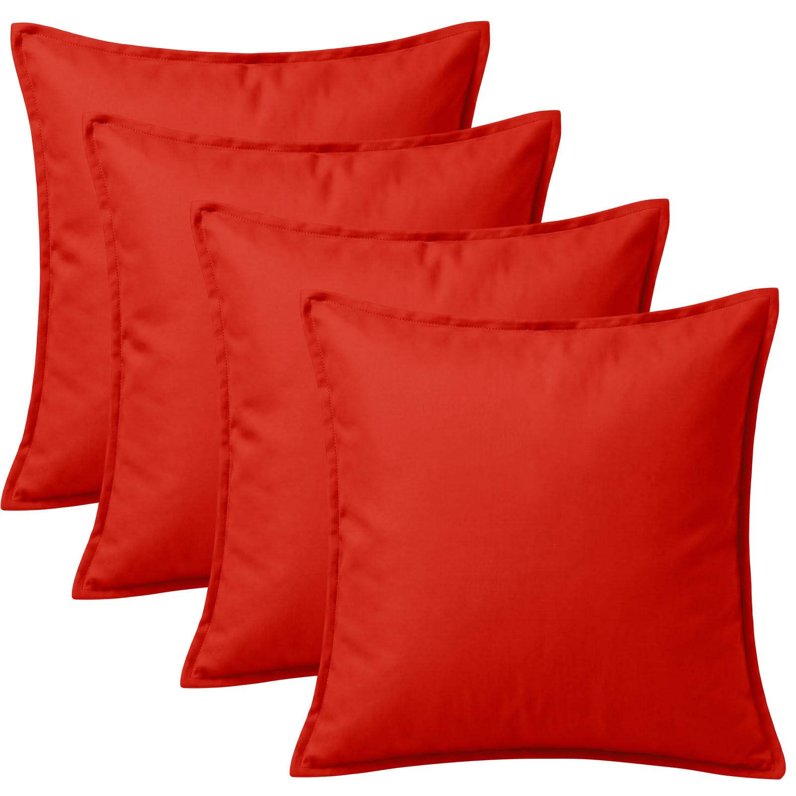 4 Pack Waterproof Outdoor Garden Scatter Cushions 60x60cm, Filled Seat Cushion Pads with Hollowfibre Filling & Invisible Zip, Decorative Throw Pillows 24"x24" for Rattan Sofa, Patio (Red)