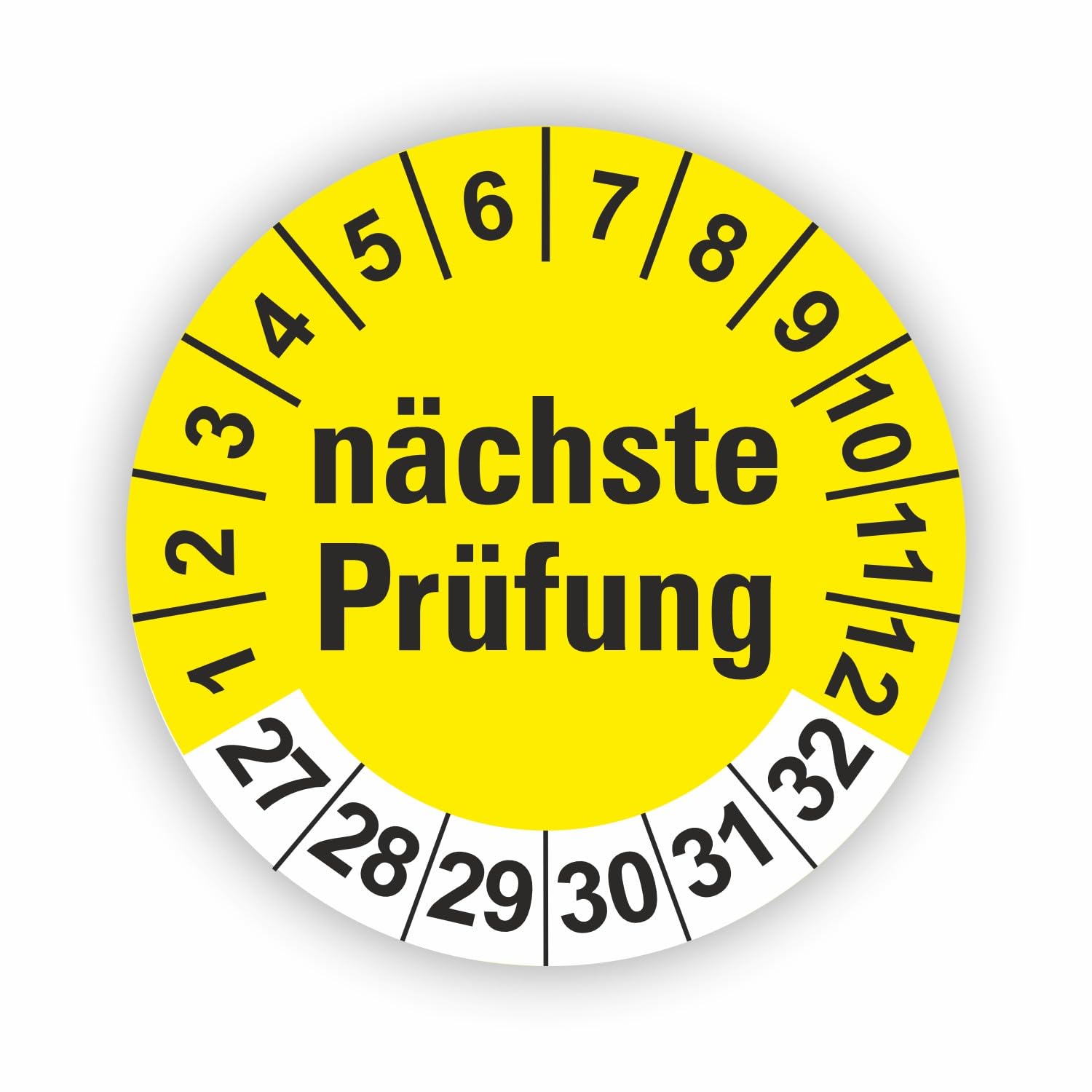 Hochwertige Prüfetiketten NÄCHSTE PRÜFUNG Ø 20mm - Selbstklebende PVC-Folie - Wartungsetiketten für Prüfung - Prüfplakette für Prüfungsnachweis (500 Stück)