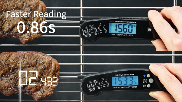 Image of Atogou Professional Meat Thermometer Digital for Cooking Food, <1 Sec Instant Read & ±0.5℉ Accuracy, IP67 Waterproof, Thermocouple Sensor Probe, for Kithchen, BBQ, Grill, for Men Him Dad, Black