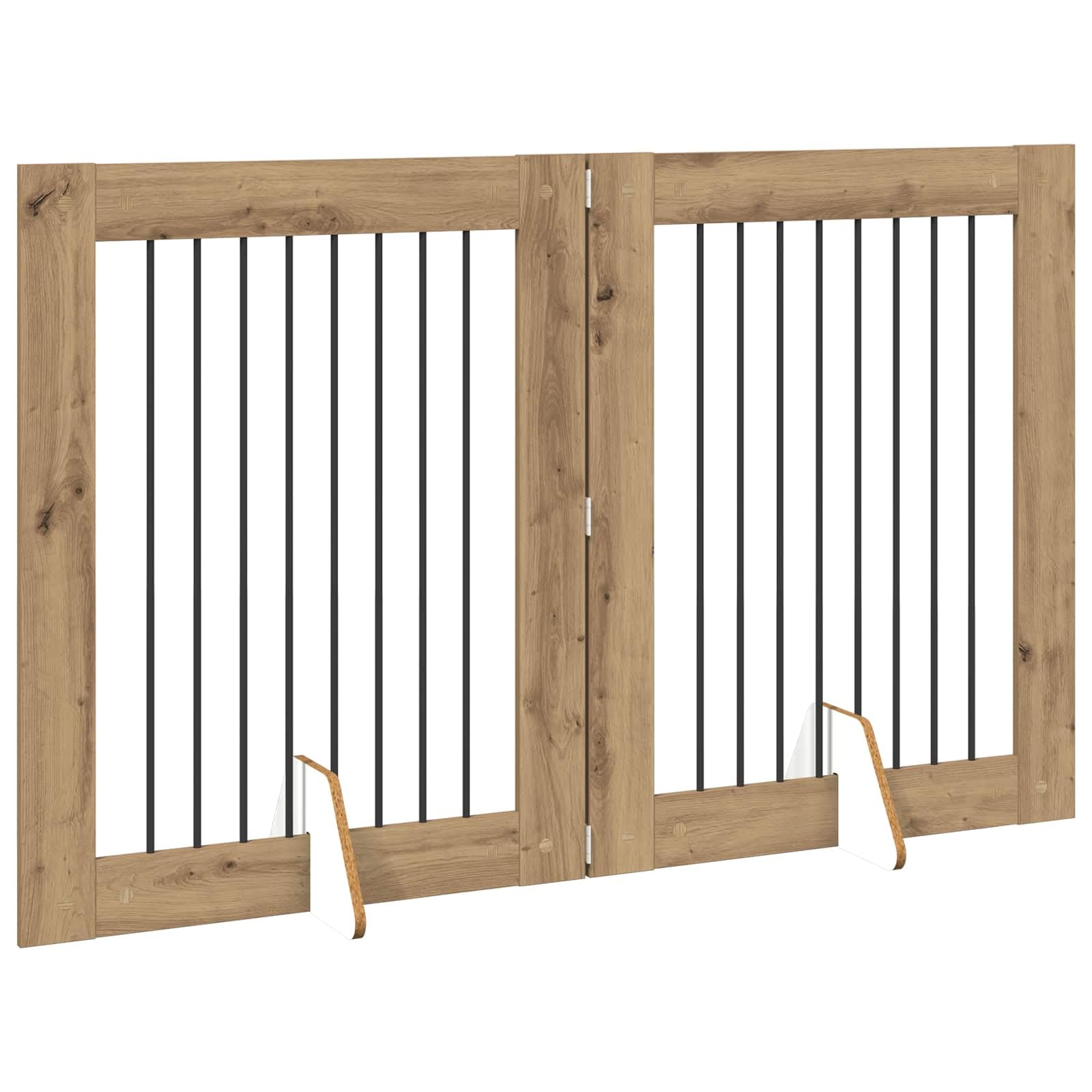 vidaXL Cancello per cani pieghevole con supporti 4 pcs 321 cm, Recinto per cani moderno, design pieghevole, barriera salvaspazio, divisorio per stanze pratico