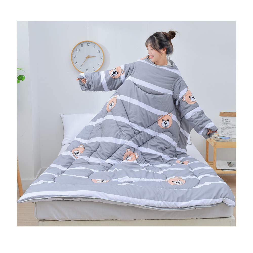 Manta Infantil con Mangas, edredón Perezoso portátil con Cremallera, Saco de Dormir de algodón cálido, edredón Grueso del Cabo, Capa a Prueba de Viento para la Oficina en el hogar 47 * 63in,d
