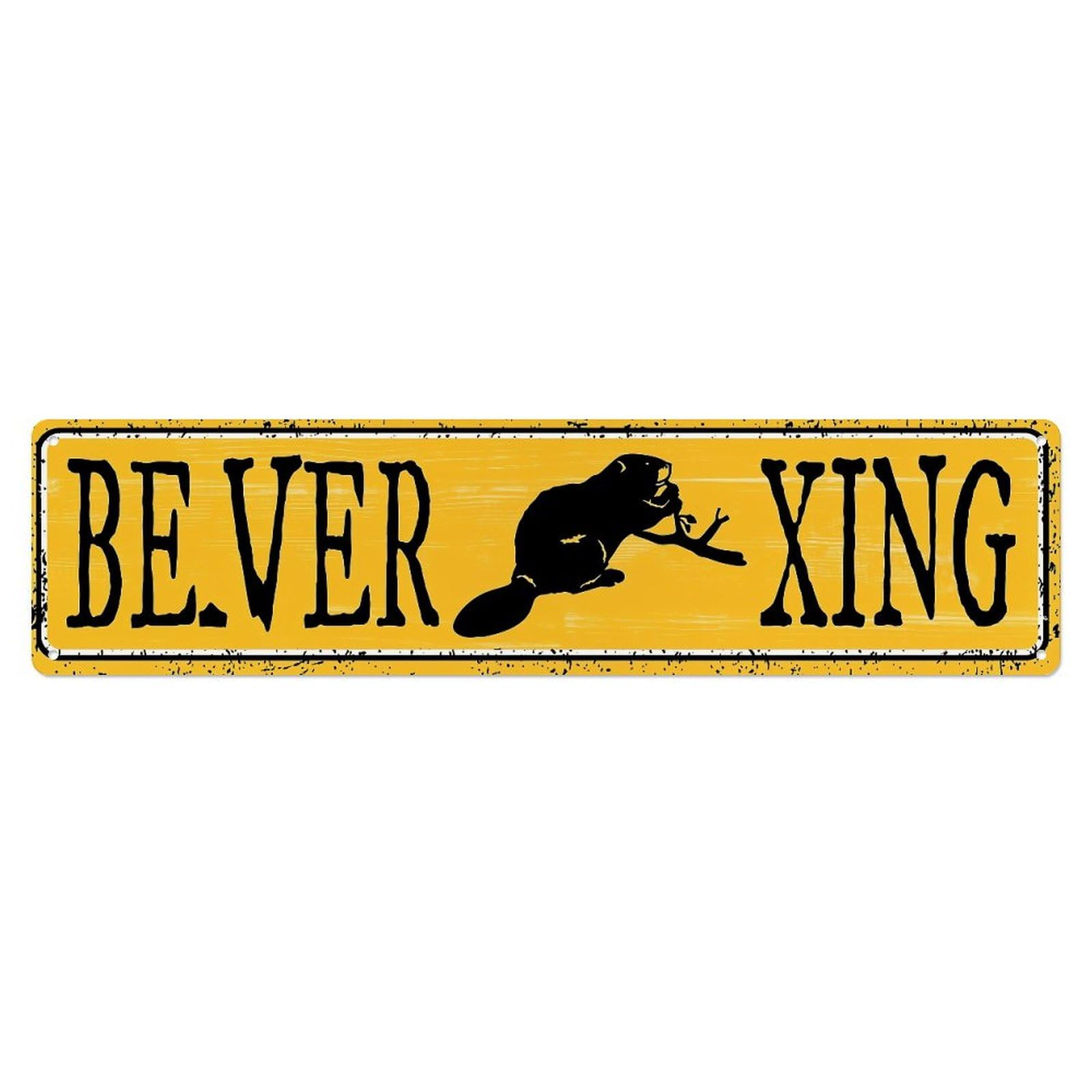 Beaver Crossing Sign Pattern Metal Tin Sign Plaque