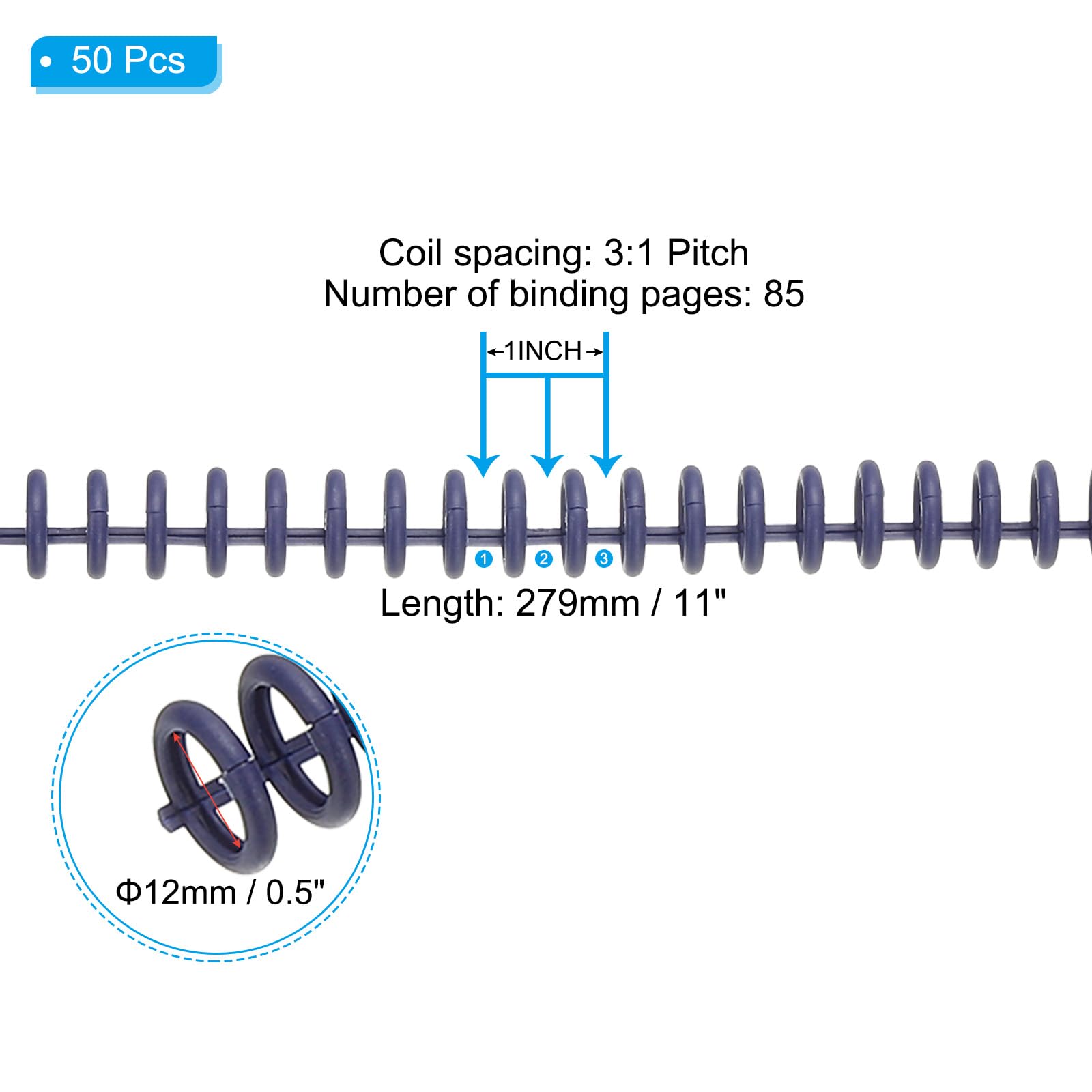PATIKIL 12mm(1/2") Plastic Spiral Binding Coils - Image 2