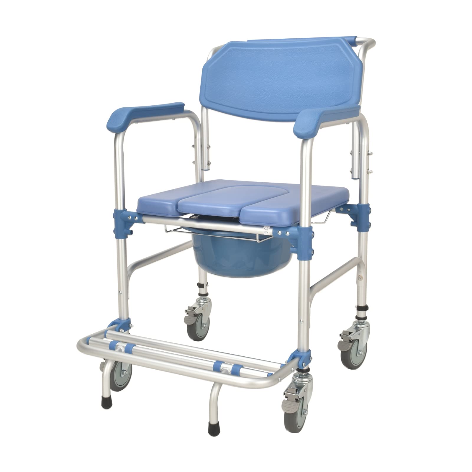 WANGMUXIA 4in1 Bedside Toilet Chair, Rolling Shower Chair, Accessible