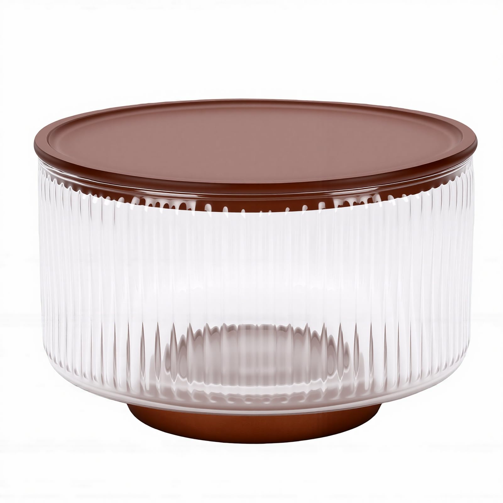 Karlak Saladier en Verre nervuré au Design élégant avec Base en Bois et Couvercle pour les Dîners de Famille 17,5 Cm (S)