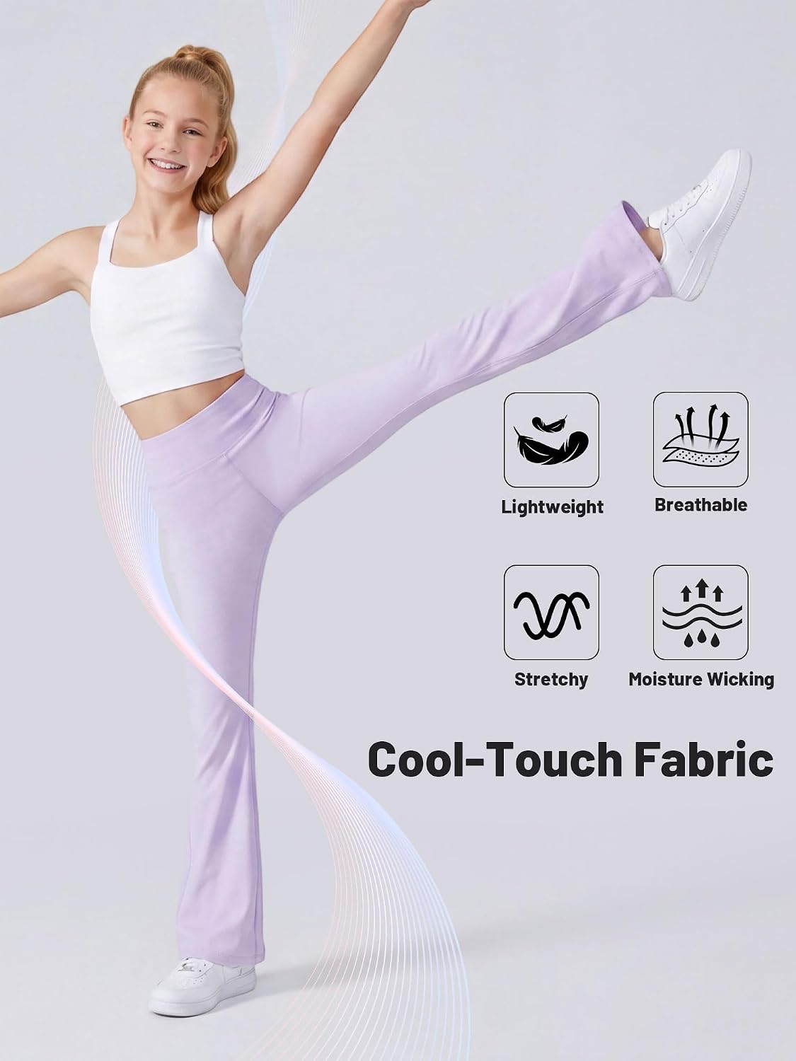 Girl's Leggings Flare Pants High Waisted Yoga Pants Toddler Kids Youth Full Length Bell Bottoms Legging
