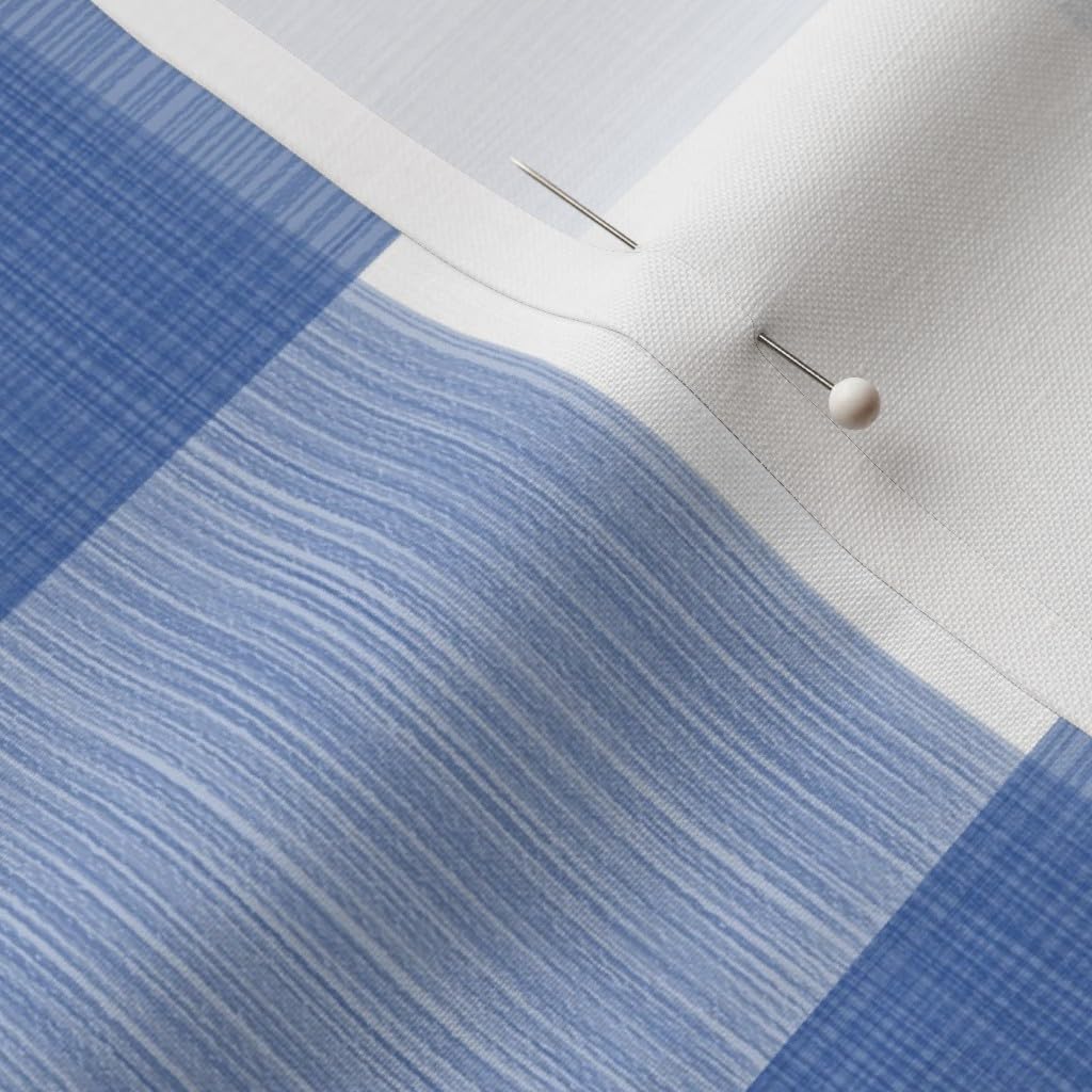 Spoonflower Fabric - Cobalt Buffalo Plaid Gingham Blue White Brush Watercolor Check Medium Printed on Petal Signature Cotton Fabric by The Yard - Sewing Quilting Apparel Crafts Decor