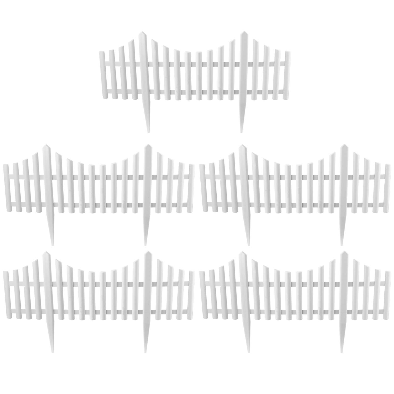 DOITOOL Flexible White Picket Fence Garden Border, 5 Pcs Decorative Landscape Edging Fences, Grass Lawn Flowerbeds Plant Borders, White (Overall Length 120 Inches)