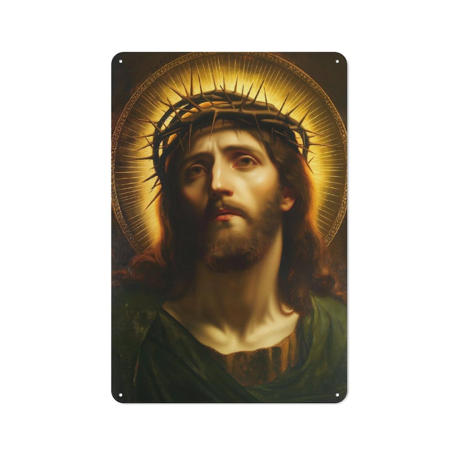 Jesus Christ with Crown of Thorns Vintage Tin Sign 30x20cm, Nostalgic Retro Room Decor for Bedroom, Office, Home Bar Or Dining Room