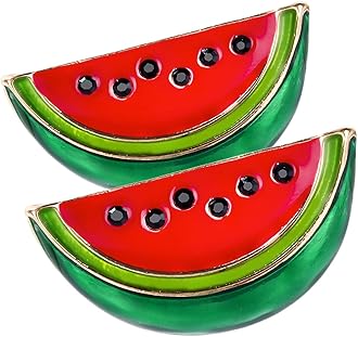 CALLARON 2 Pcs Watermelon Pin, Cute Enamel Pin, Cartoon Fruit Brooch, Alloy Stylish Summer Shawl Clothing Jewelry for Women Collar Hat Charm