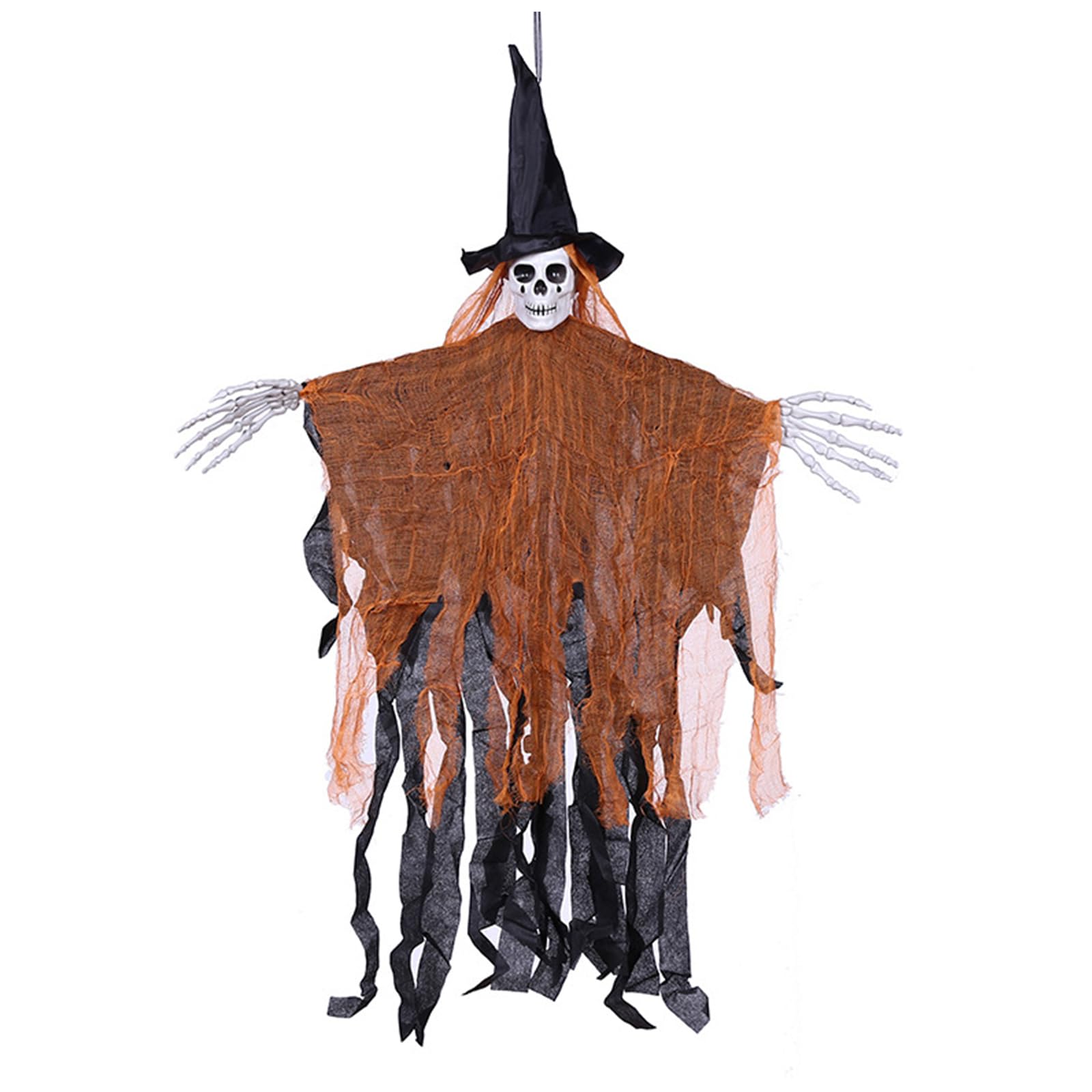 SEDEXHalloween Hanging Decorations, Grim Reapers Hanging Ghost Decorations Flying Witch Skeleton Spooky Scary Party Props Horror Decor Indoor Outdoor Graveyard Haunted House Orange