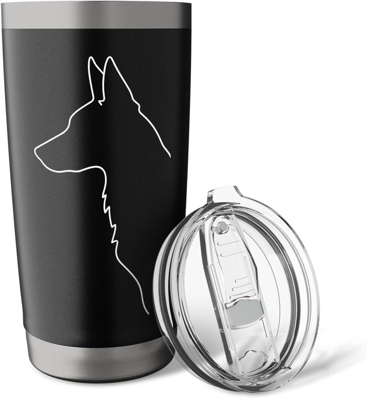 Minimalist German Shepherd Dog Outline Graphic Stainless Steel Insulated Tumbler image 5