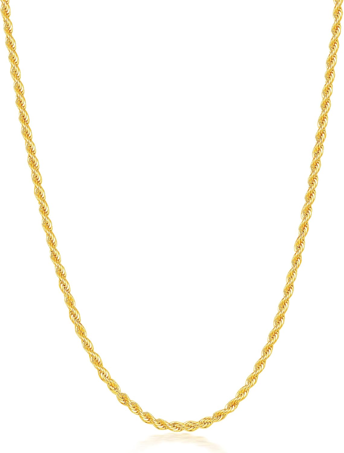 Fiusem 18K Gold Plated Rope Chain for Men, 18K Gold Plated/Black Chain Necklace, Stainless Steel Necklace for Men and Women, Valentine's Day Jewelry Gifts