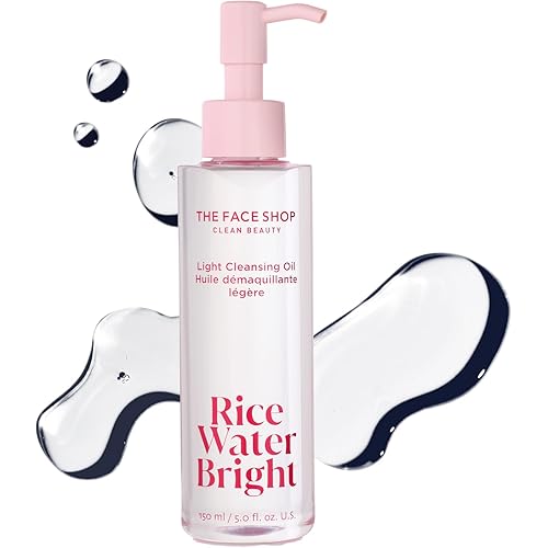The Face Shop Rice Water Bright Light Facial Cleansing Oil, Daily Makeup Remover, Oil Cleanser, Vegan, Korean Skin Care with Jojoba Oil, Face Pore Cleanser, 150ml