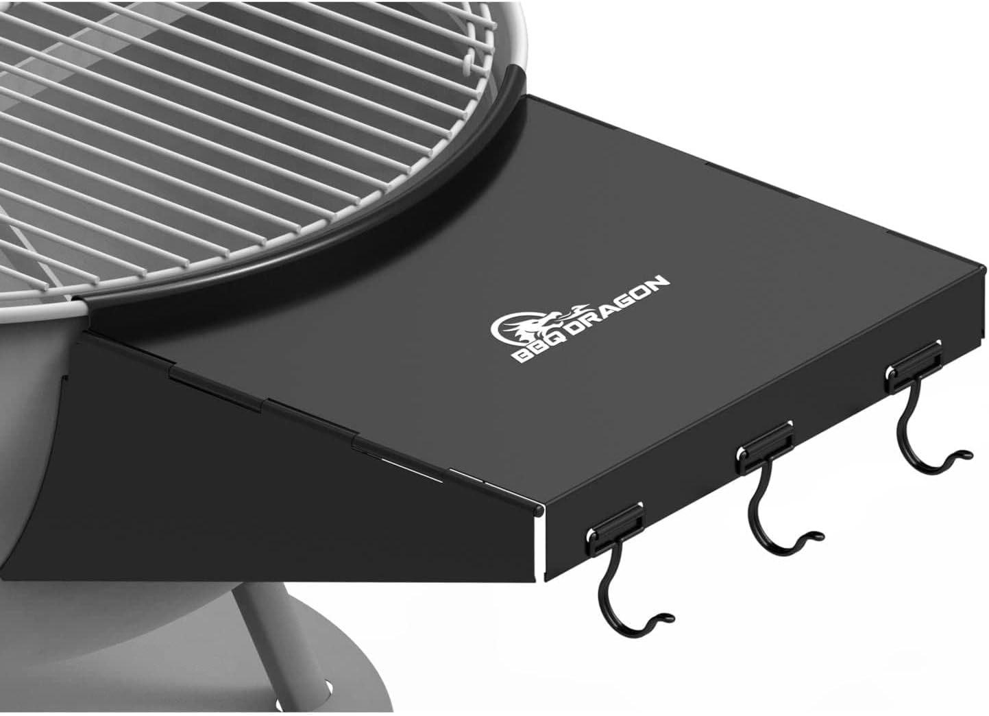 BBQ Dragon Weber Grill Side Table – Foldable Grill Shelf with Hooks for 22" Kettle Grills – Portable & Durable Bottom Shelf for Accessories – Space Saving Attachment for Outdoor Cooking