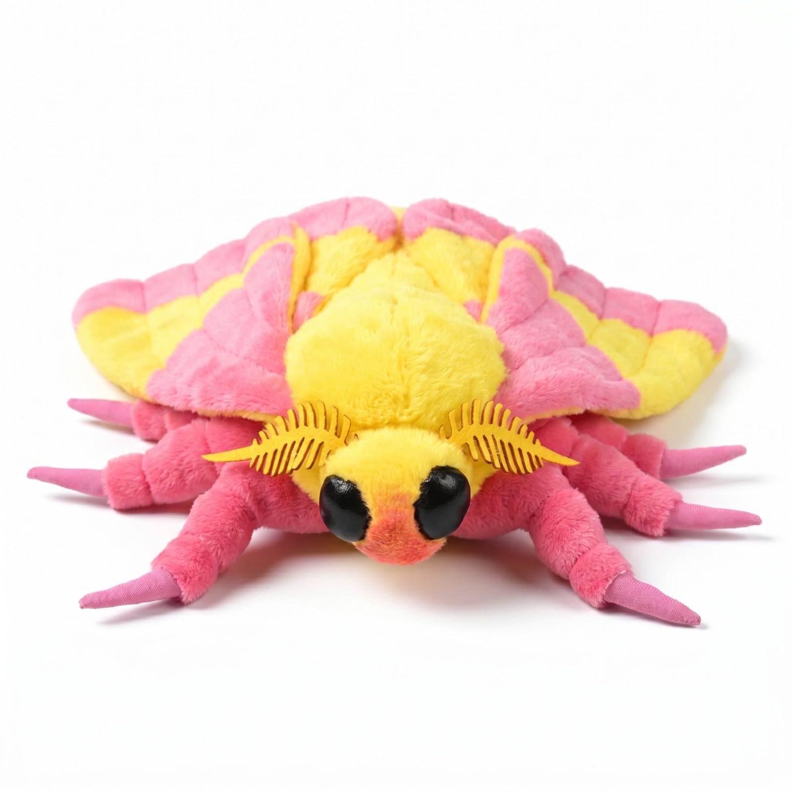 MAOWO Planet Rosy Maple Moth Plush, Soft Stuffed Insect Toy with Fluffy Wings and Feathery Antennae, Pink and Yellow Nature Decor, 27 cm / 10.6 in
