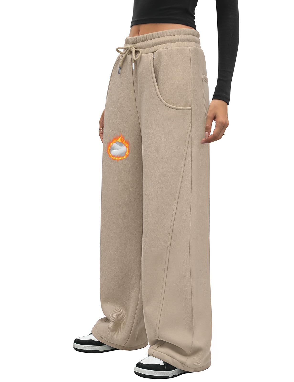 Pantalones Jogger Térmicos Para Mujer Con Forro Polar - Cintura Elástica, Bolsillos, Corte Holgado - Ideales Para Invierno Y Deporte