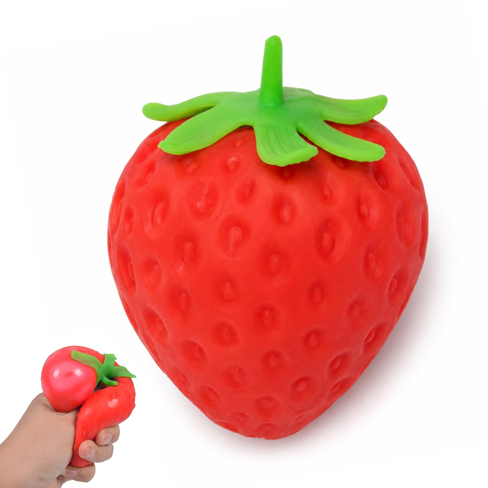 Strawberry Squishy Stress Relief Toy, 8 x 5.5 cm TPR Slow Rebound Fruit Fidget Toy, Desktop Decor for Kids and Adults, 80g, 1 Pc