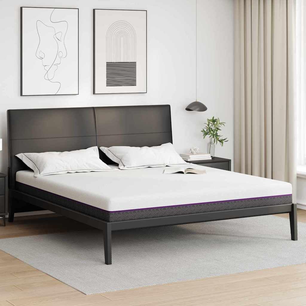 Materac z pianki memory, średni, 200 x 200 cm, biało-szary, 16 cm, z oddychającym obiciem i antypoślizgowym podłożem, do sypialni, dla gości, łóżko kontynentalne