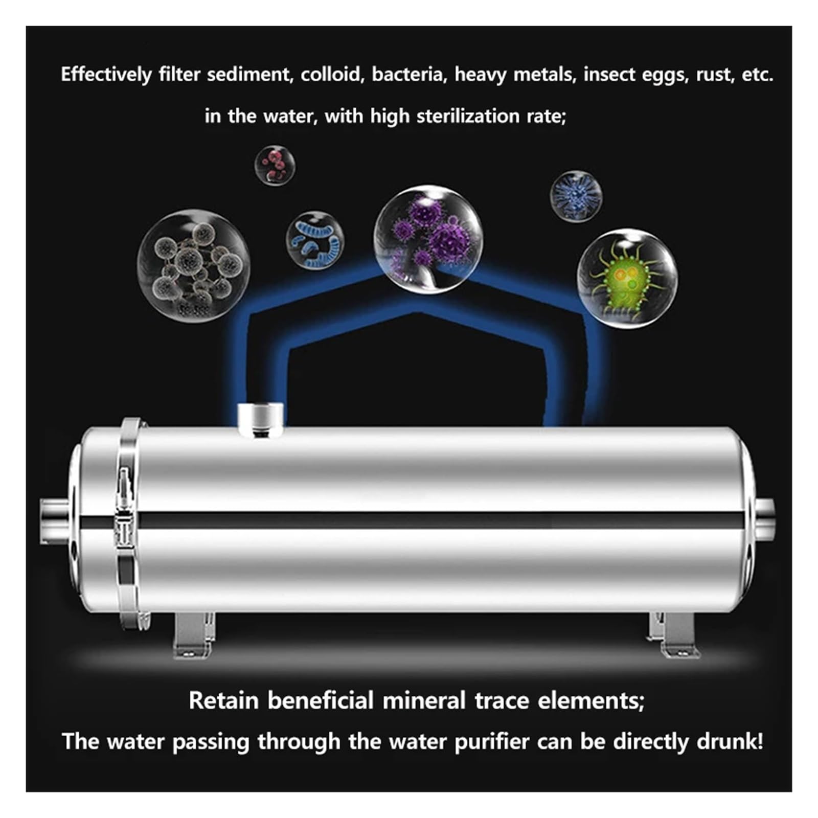 8000L/H Commercial Water Filter System 304 Stainless Steel PVDF Ultrafiltration Purifier Home Kitchen Drink Straight UF Filters(8000L)