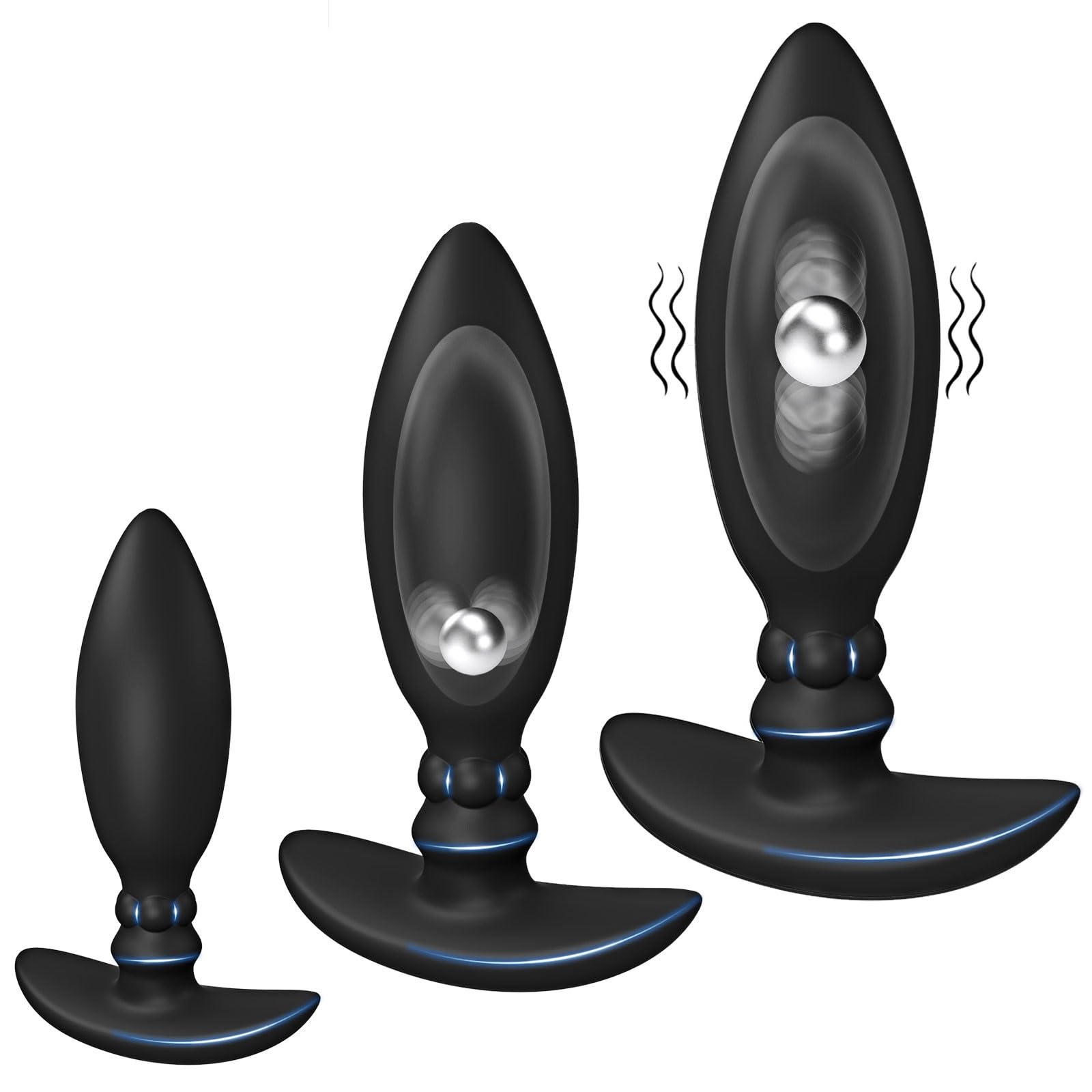 Anal Plug Trainer Set Butt Plug with Misplaced Centre of Gravity 3PCS Silicone Butt Plugs Anal Beads for