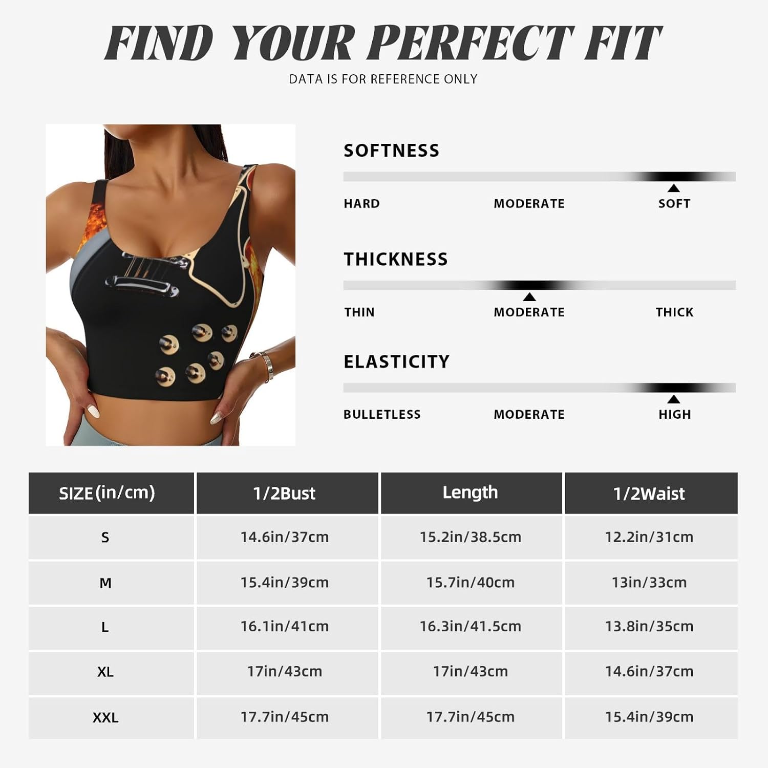 Electric Guitar Print High Impact Sports Bras,Longline Sports Bra,Perfect for Yoga,Running and Gym Workouts