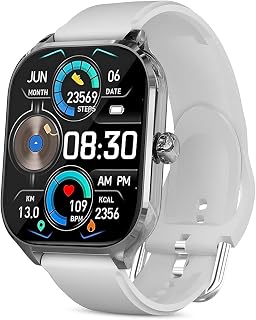 Bouncefit H9 Smart Watch for Men, Women, Boys, Girls, Kids – 2.01" Full Touch Screen Display, Bluetooth Calling, Rotating Crown, Workout Modes, Wirele