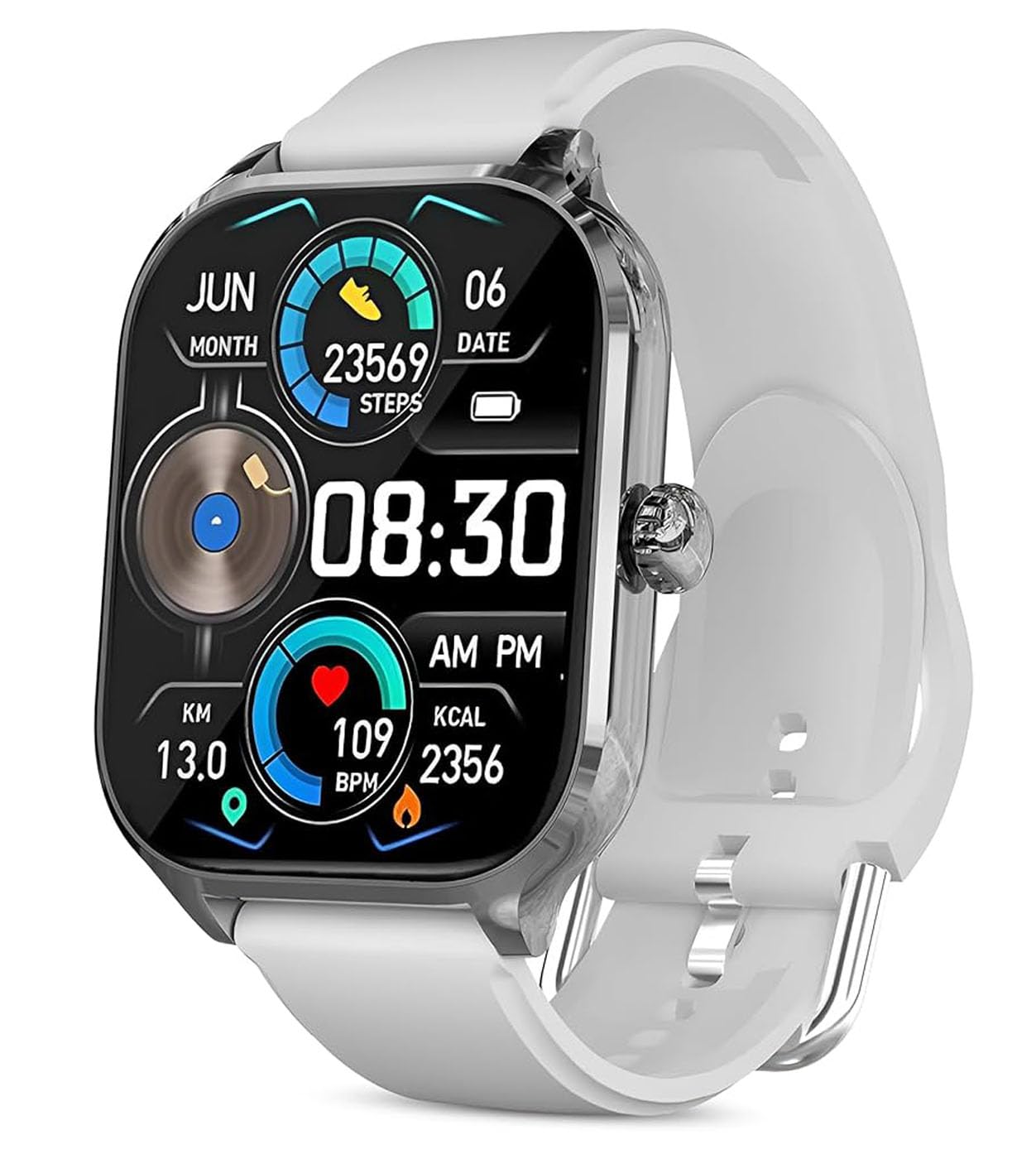 Click to enlarge Bouncefit H9 Smart Watch for Men, Women, Boys, Girls, Kids – 2.01" Full Touch Screen Display, Bluetooth Calling, Rotating Crown, Workout Modes, Wireless Charging Smart Watch – Grey AA