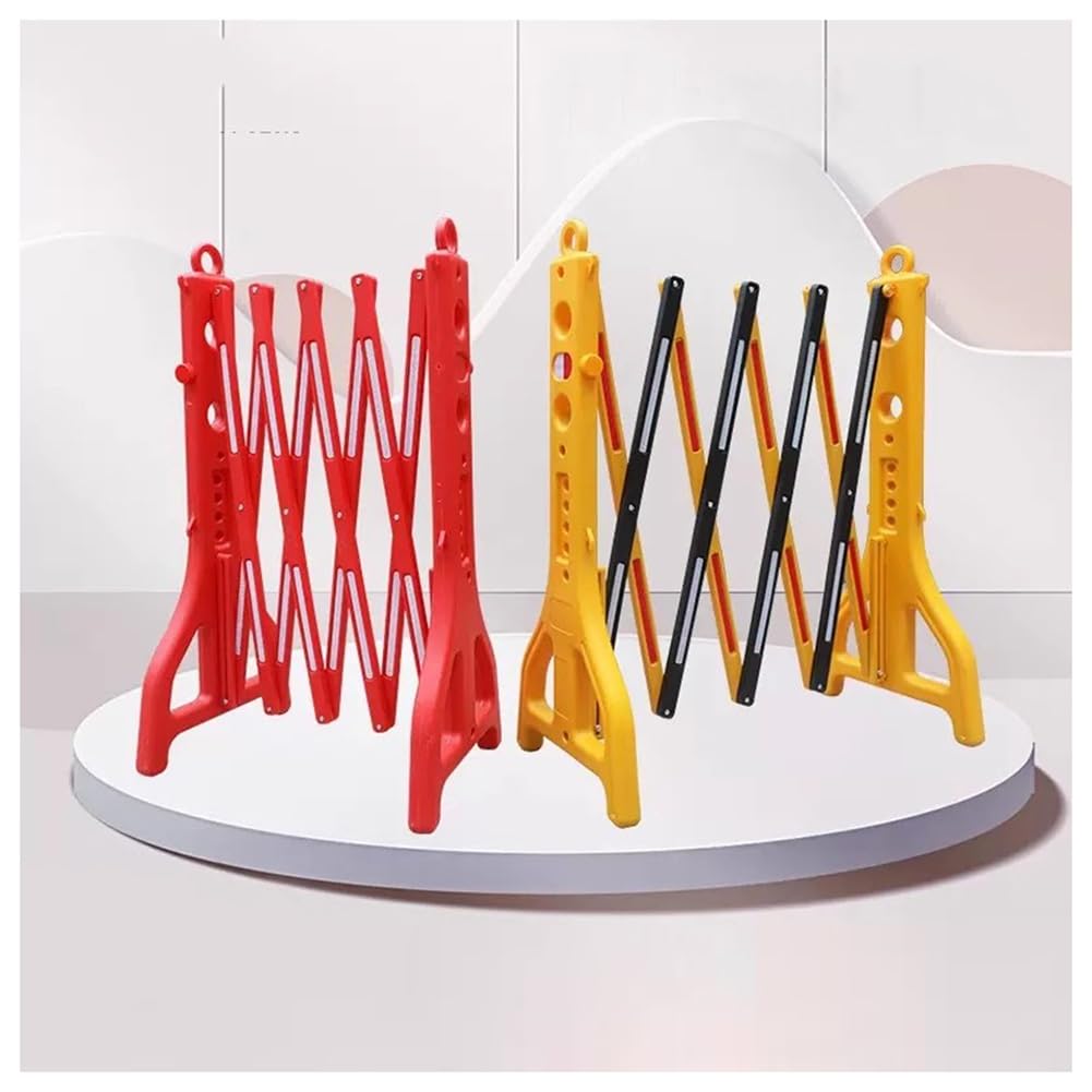 Barrera de tráfico portátil y Extensible - Barrera de Seguridad Comercial para accesos de Obras y Control de tráfico (Amarillo) - Valla Ligera y Duradera
