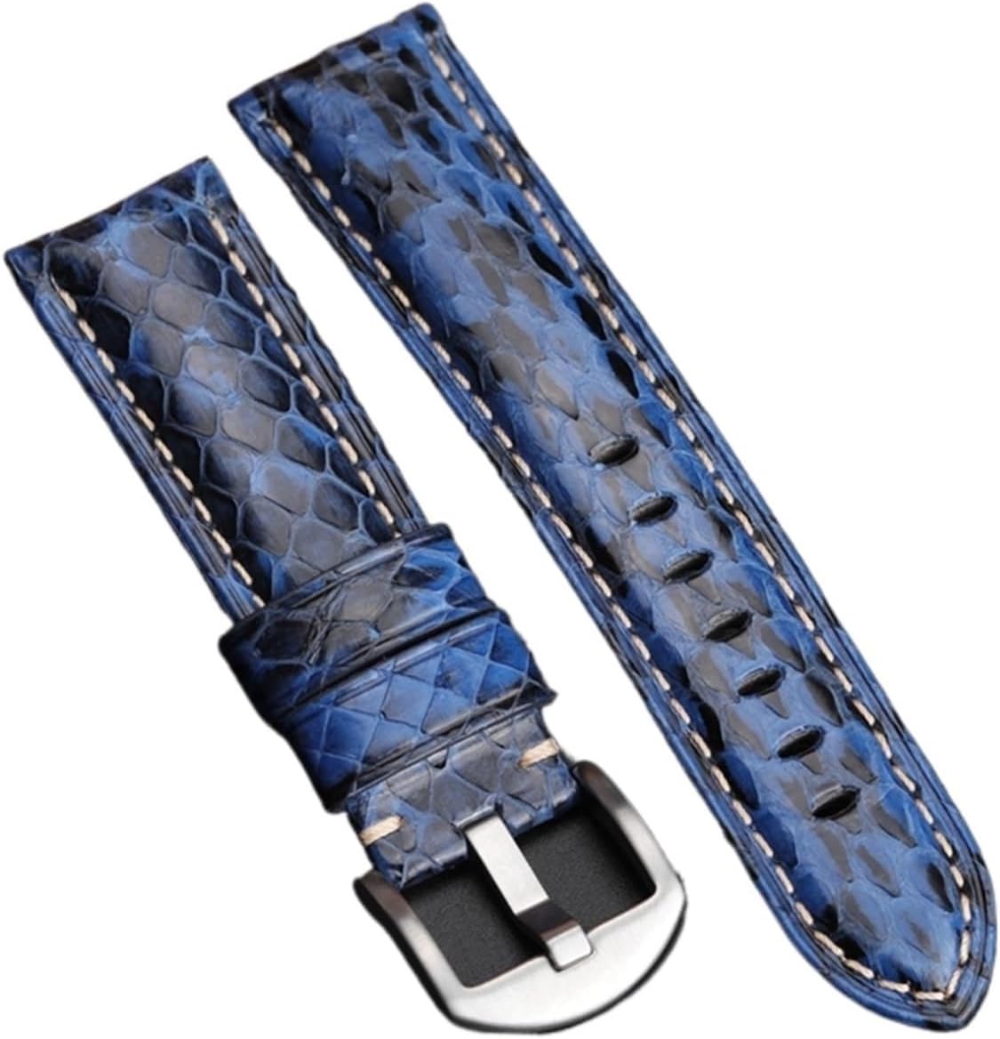 Handmade Snakeskin Watchband 20MM 22MM 24MM Black White Green Blue Leather Strap Men's Snakeskin Watch Strap