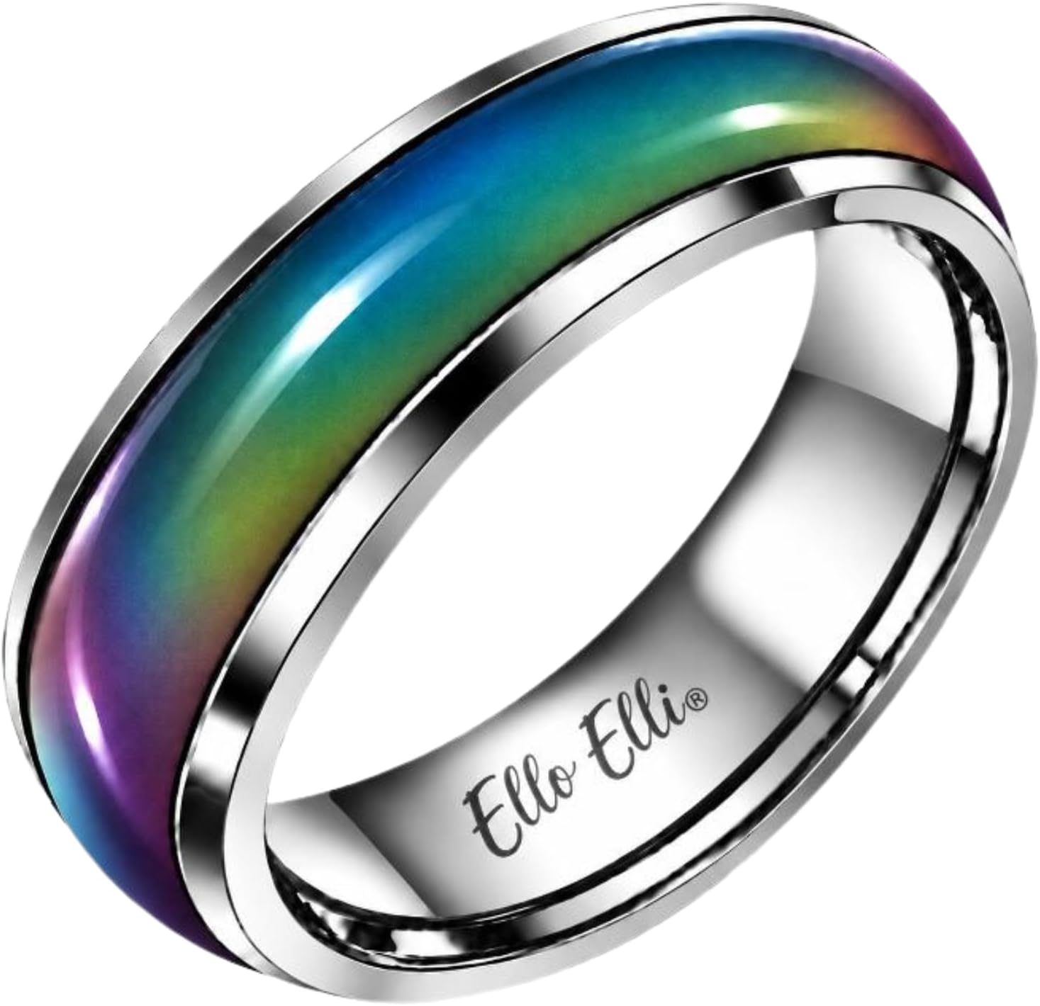 Mood Ring, 6mm Stainless Steel Comfort Fit Band, Color Changing Ring for Men and Women, Multi Color