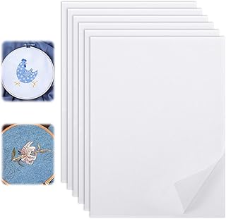 cobee Stickvlies Wasserlöslich Selbstklebend A4, 6 Stück Wasserlösliches Stickvlies Stickvlies Wasserlöslich Stickvorlagen Bedruckbar Wasserlösliches Stickvlies Für Drucker Und Handnäh-Stickvliese
