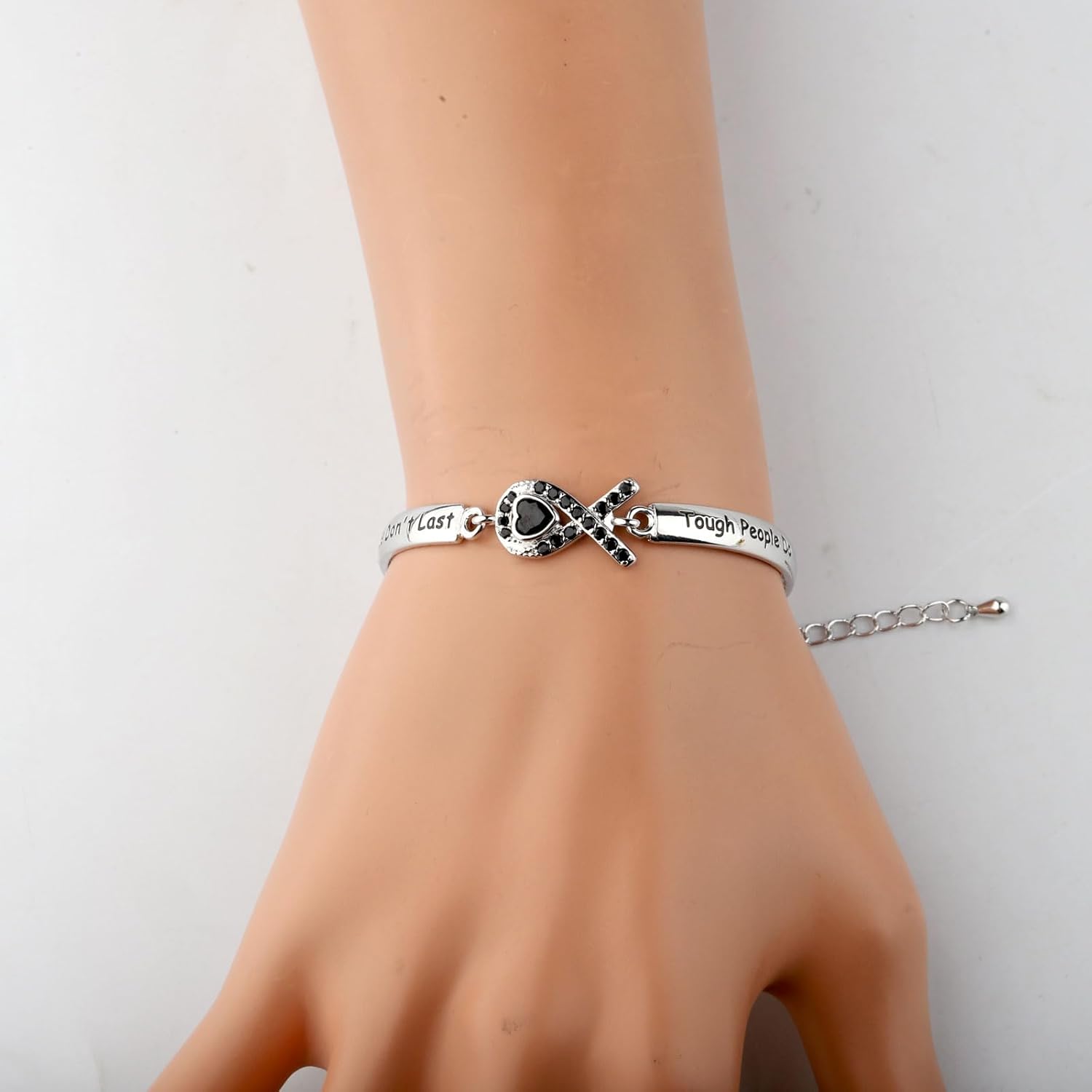 CENWA Melanoma Cancer Awareness Gift Skin Cancer Survivor Narcolepsy Awareness Encouragement Gift Tough Times Don’t Last Bracelet - Image 2