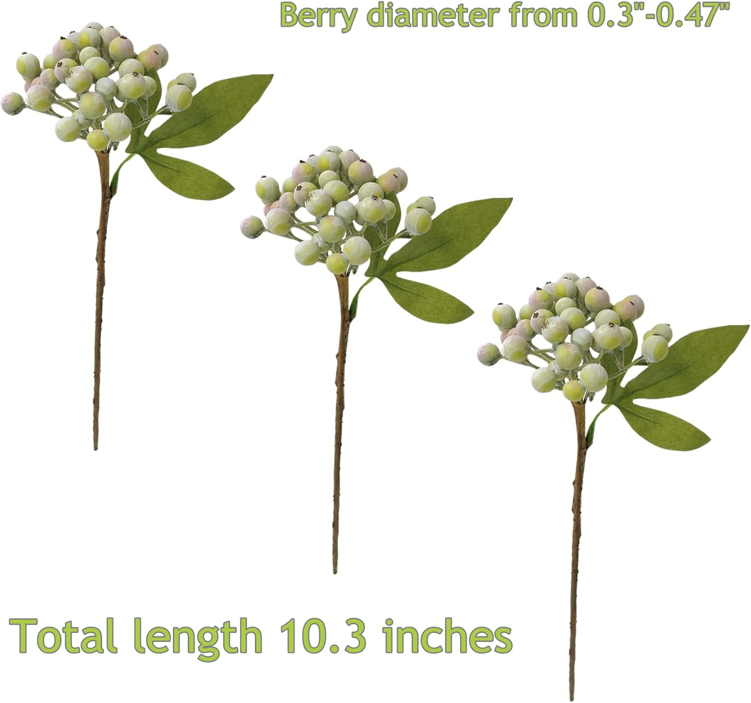 M2cbridge Artificial Berry Stems Christmas Picks Pine Needles Branches Wreath Ornament (Frost Green 12pcs)