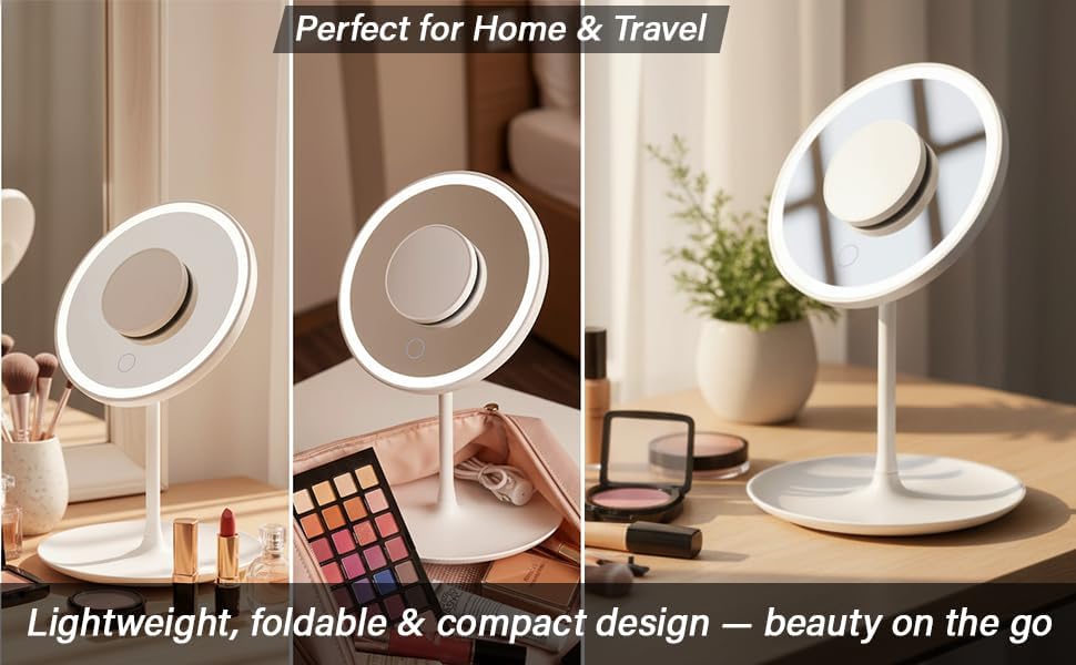 Magnifying Mirror 5X–Portable Makeup Mirror with Aluminum Lens–USB Powered–Clear HD Reflection for Beauty, Skincare & Grooming–Perfect for Home,Travel & Professional Use