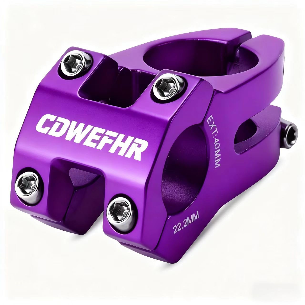 CDWEFHR 22.2mm Short Bike Stem 40mm Length Aluminum Alloy Handlebar Stem for MTB BMX E-Bikes (Purple)