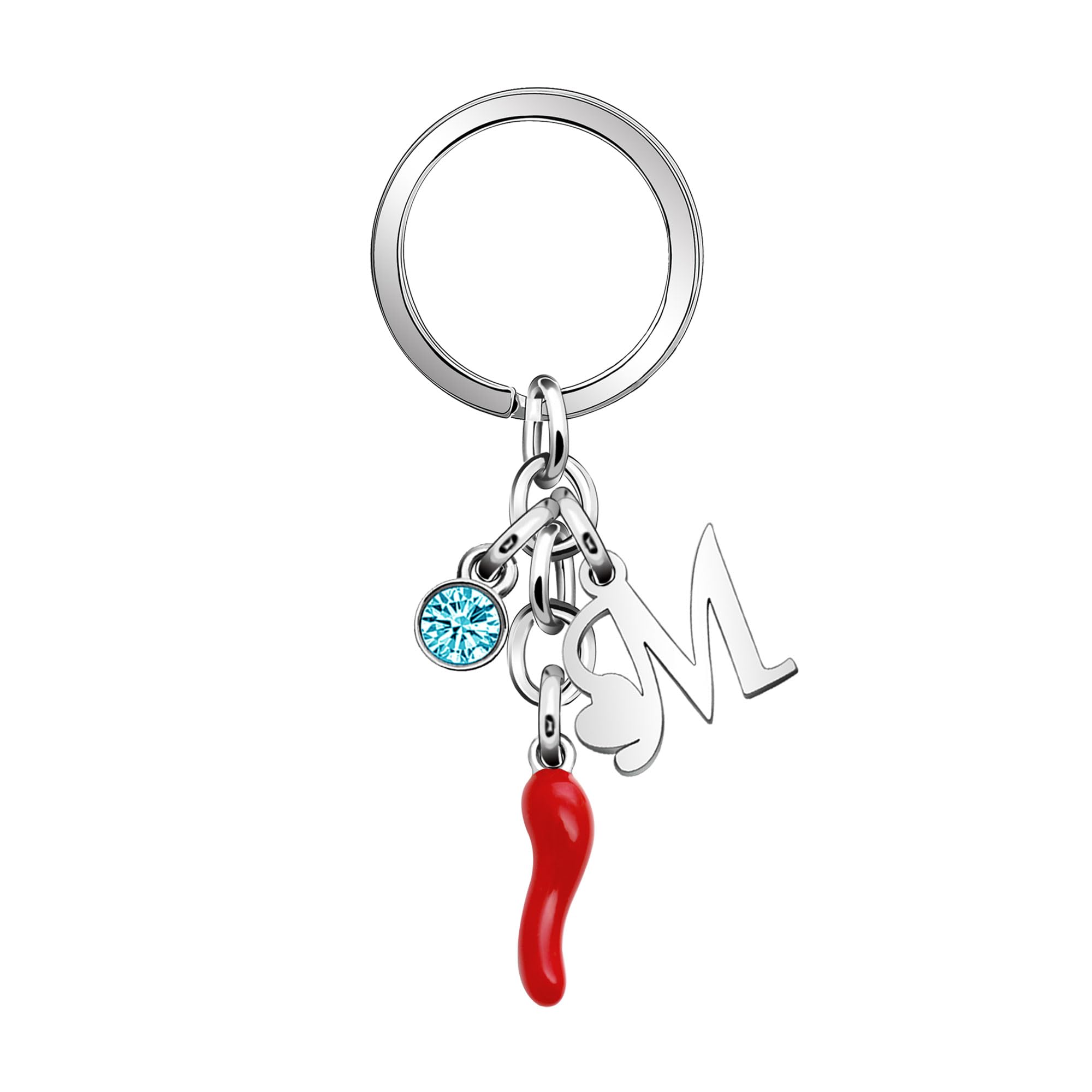 Aosyoisk Portachiavi Nome lettera iniziale. Personalizzato Corno di pecora rosso Amulet ciondolo Portachiavi regalo Per Festa della mamma,Compleanno,San Valentino,Anniversario