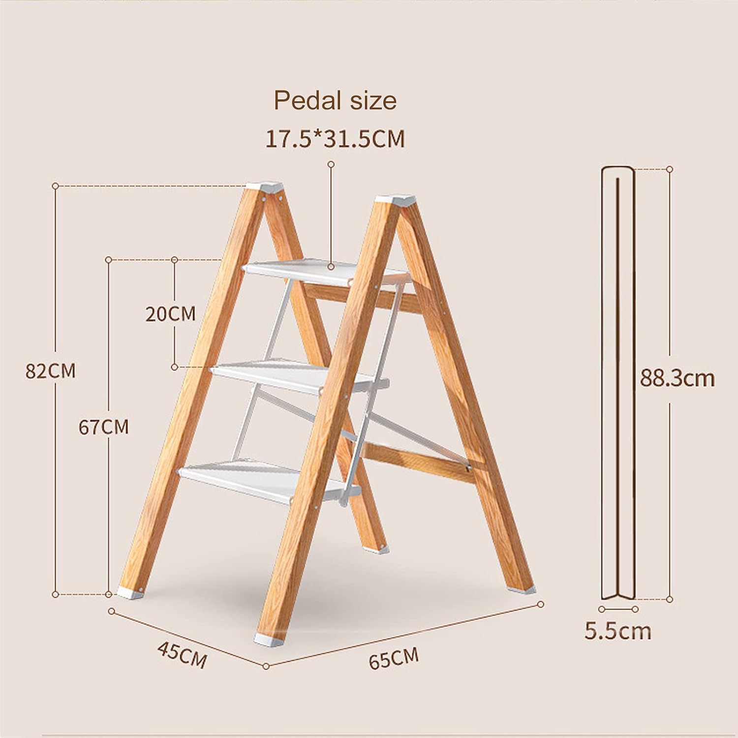 Step Ladder Stool, Folding Kitchen Step Ladder Multifunction Aluminum Alloy Foldable Ladder Stool with Wide Anti-Slip Pedal, Display Shelves for Home, Library, 330lbs Capacity