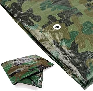 Gewebeplane Abdeckplane Schutzplane Plane Biwak Plane Bootsplane mit Ösen Tarnfarbe Holzplane 90g/m² Gartenplane (3 x 3 m...